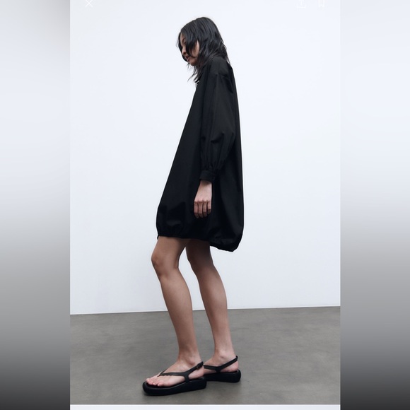 BIG COLLAR POPLIN DRESS - Picture 3 of 10